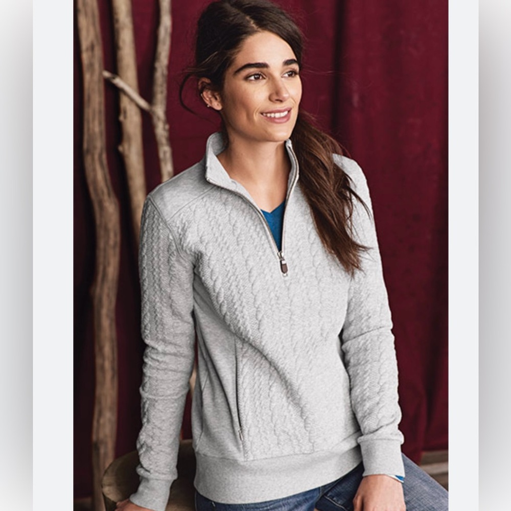 Gray Orvis Quarter-Zip Sweatshirt Pullover Small